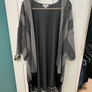 Long black and white cardigan